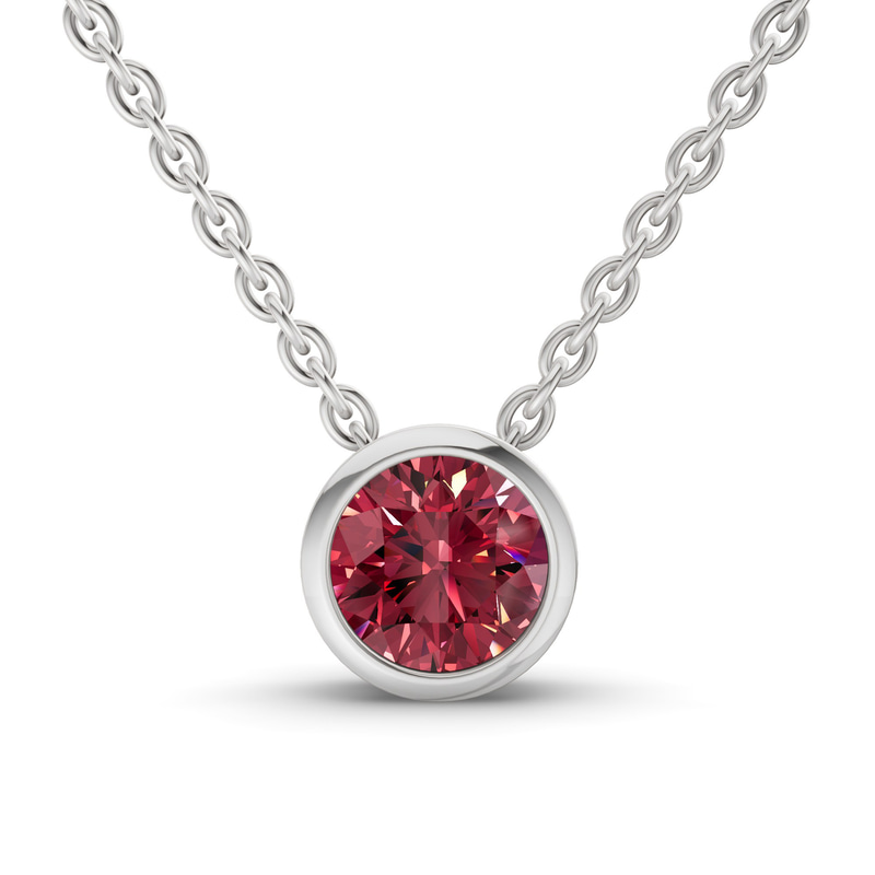 Platinum Agustina Round Bezel Lab Diamond Solitaire Necklace (1/2 Ct. Tw.) front image