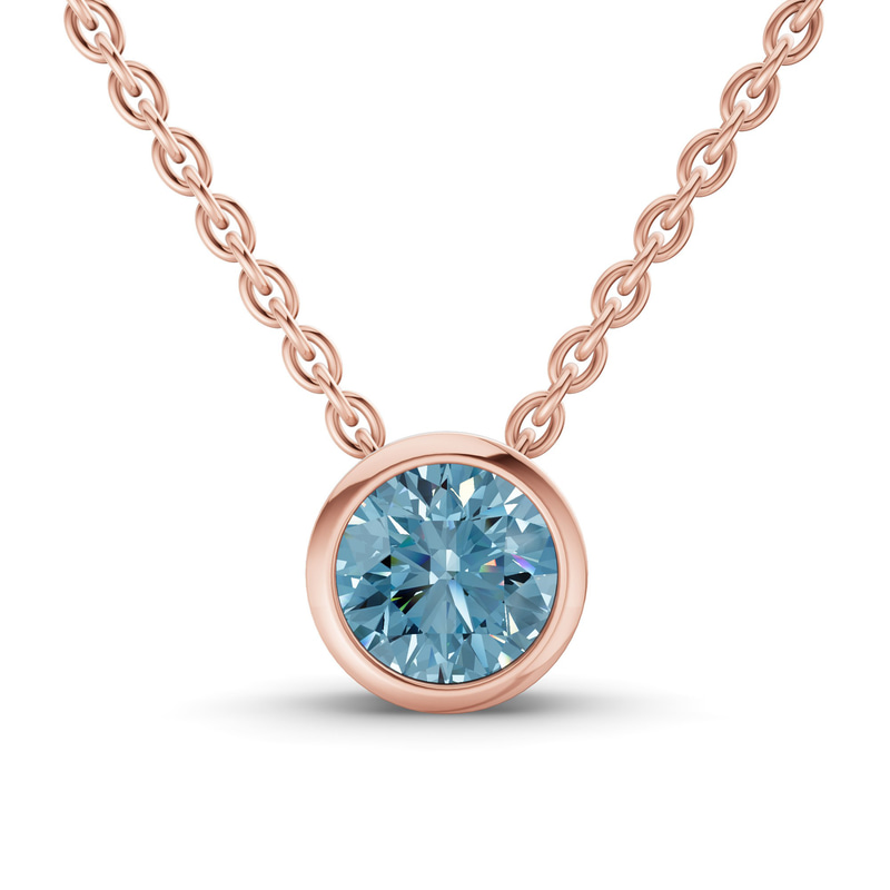 14ct Rose Gold Agustina Round Bezel Lab Diamond Solitaire Necklace (2 Ct. Tw.) front image