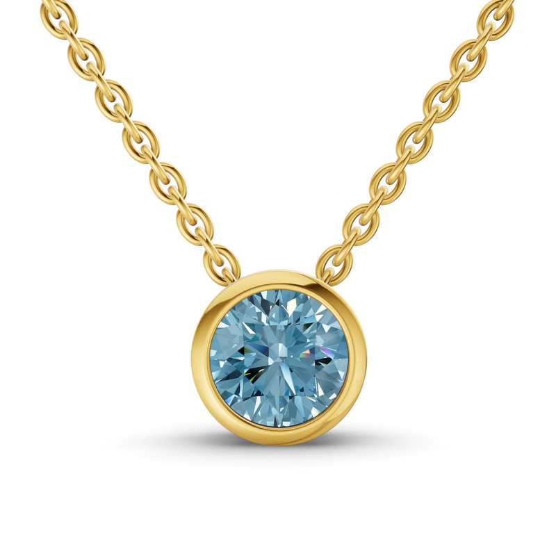 9ct Yellow Gold Agustina Round Bezel Lab Diamond Solitaire Necklace (2 Ct. Tw.) front image