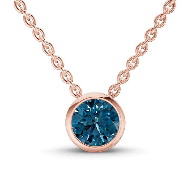 9ct Rose Gold Agustina Round Bezel Lab Diamond Solitaire Necklace (2 Ct. Tw.) front image