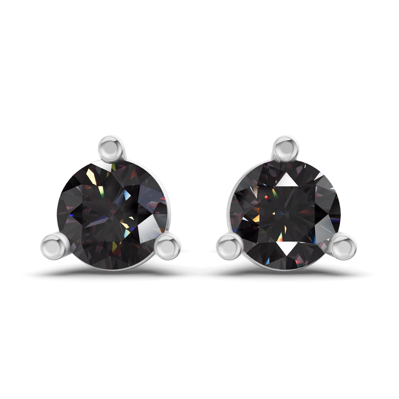 Platinum Three Prong Martini Round Lab Diamond Stud Earrings (1 Ct. Tw.) front image
