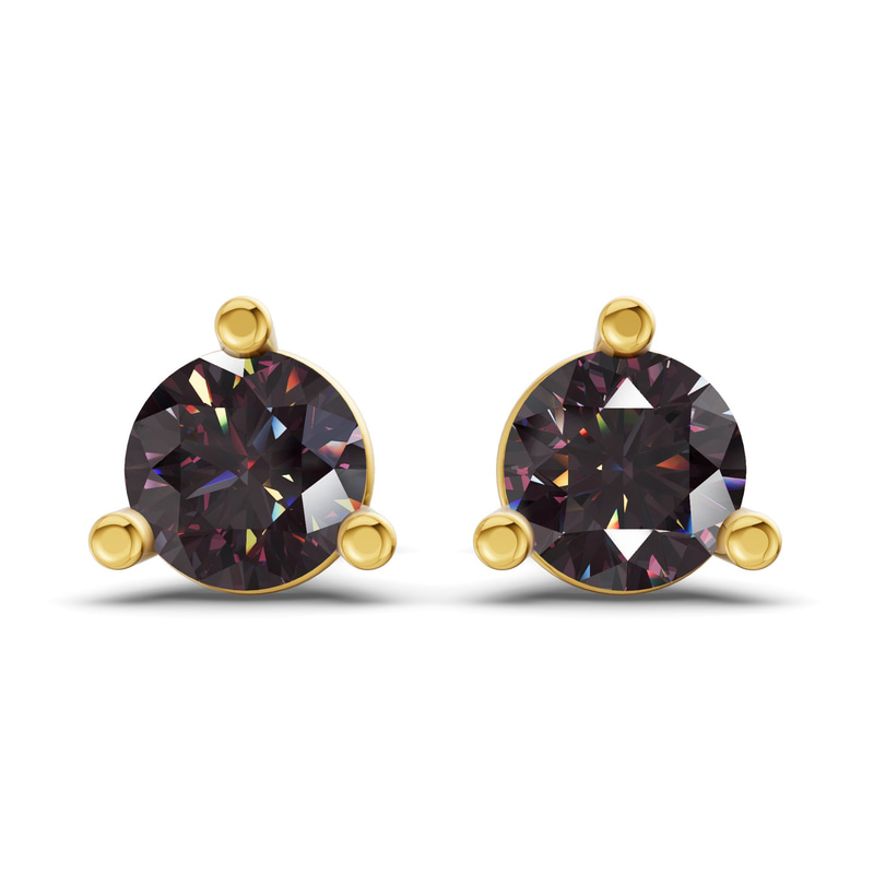 14kt Yellow Gold Three Prong Martini Round Lab Diamond Stud Earrings (1 Ct. Tw.) front image