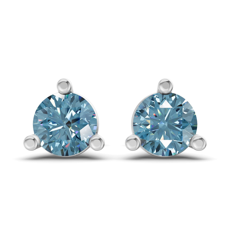 9ct White Gold Three Prong Martini Round Lab Diamond Stud Earrings (1 Ct. Tw.) front image