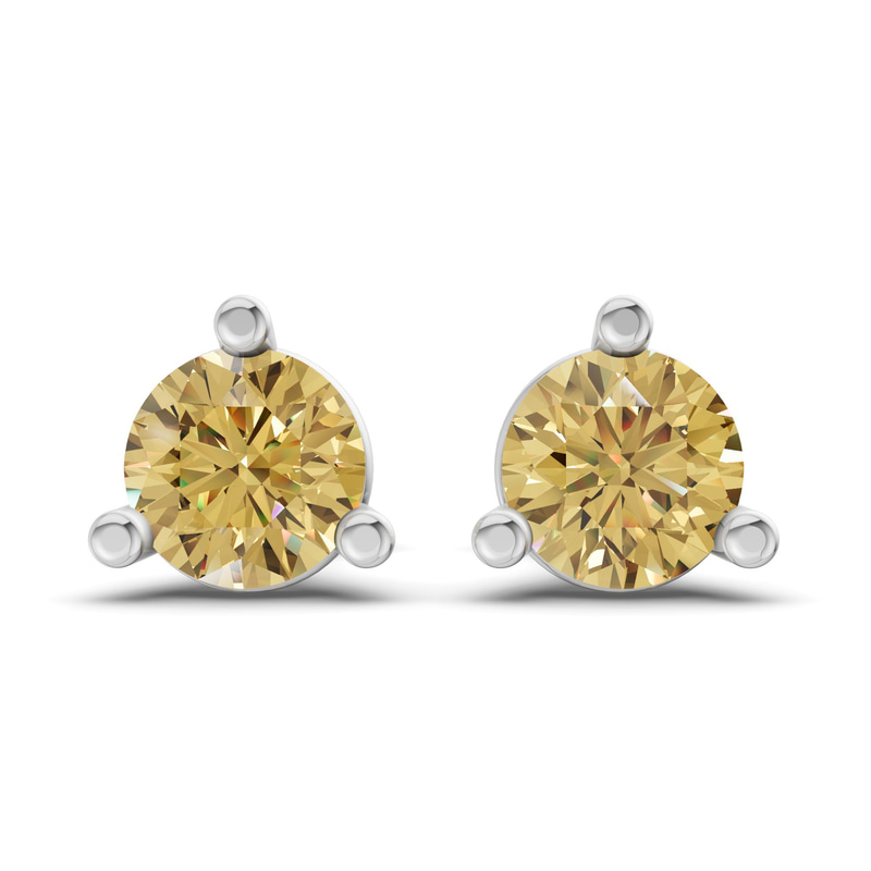 Platinum Three Prong Martini Round Lab Diamond Stud Earrings (1 Ct. Tw.) front image