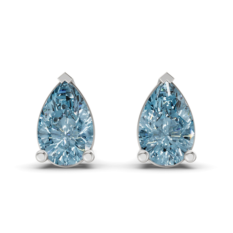 9ct White Gold Three Prong Pear Lab Diamond Stud Earrings (1 Ct. Tw.) front image