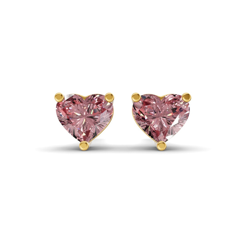 14kt Yellow Gold Three Prong Heart Lab Diamond Stud Earrings (2 Ct. Tw.) front image