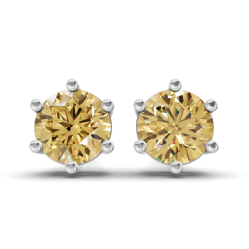 10kt White Gold Six Prong Round Lab Diamond Stud Earrings (1 Ct. Tw.) front image