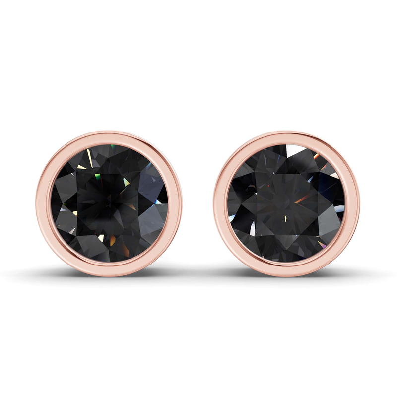 14kt Rose Gold Classic Bezel Round Lab Diamond Stud Earrings (1 Ct. Tw.) front image