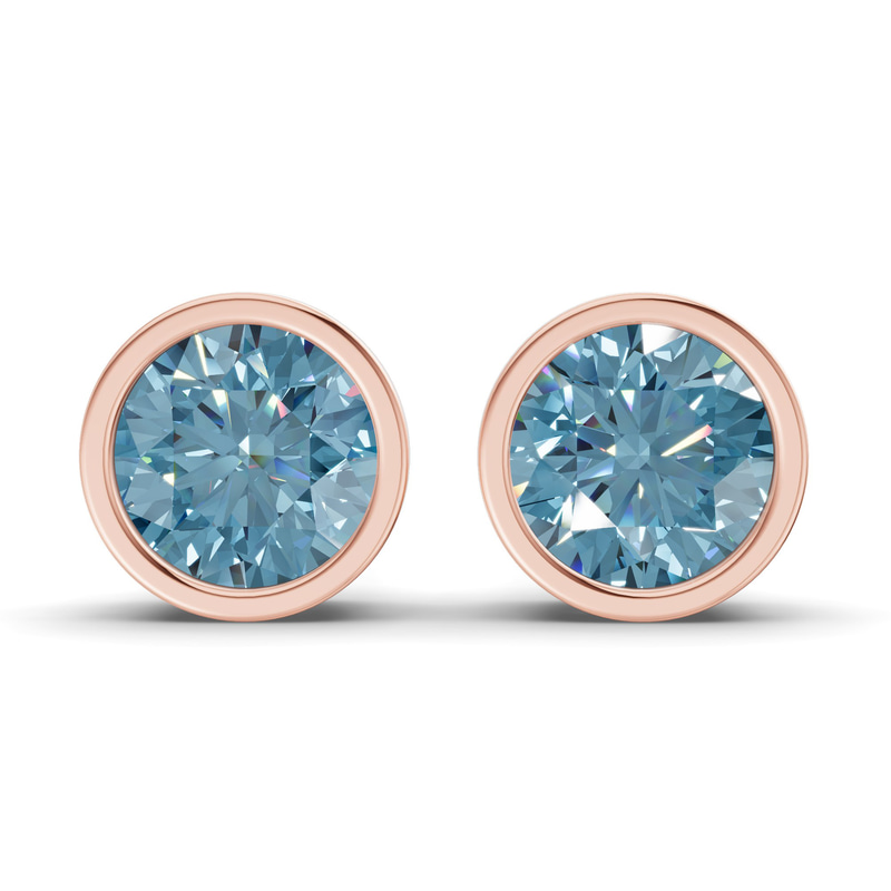 14kt Rose Gold Classic Bezel Round Lab Diamond Stud Earrings (1 Ct. Tw.) front image