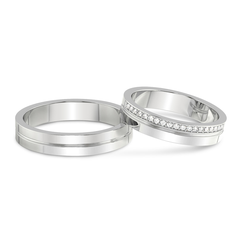 14kt White Gold Amour Couple Rings (1/8 Ct. Tw.) front image