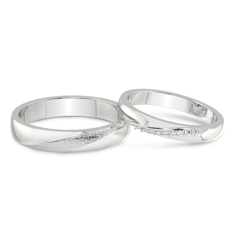 10kt White Gold Love Bond Couple Rings (1/20 Ct. Tw.) front image