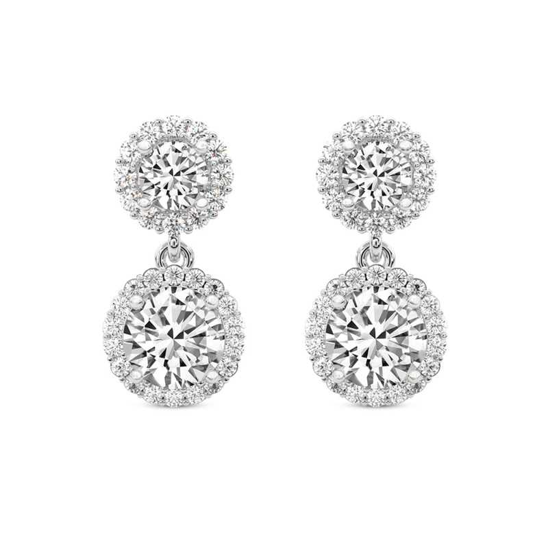 Sasha Double Halo Lab Diamond Earrings front view