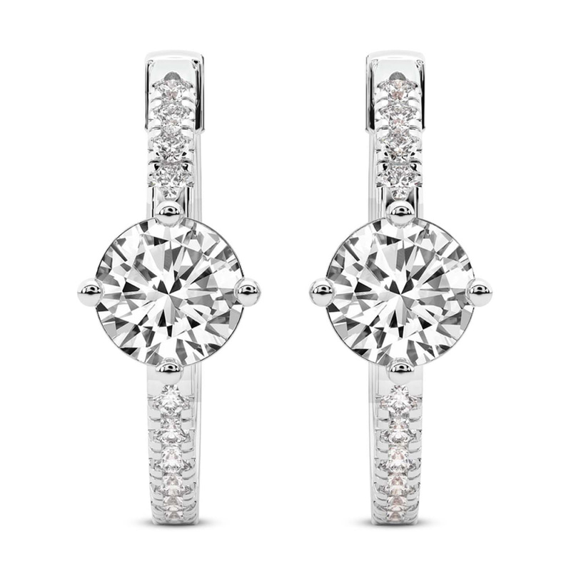 Moonlight Glow Elongated Lab Diamond Hoop Earrings front view