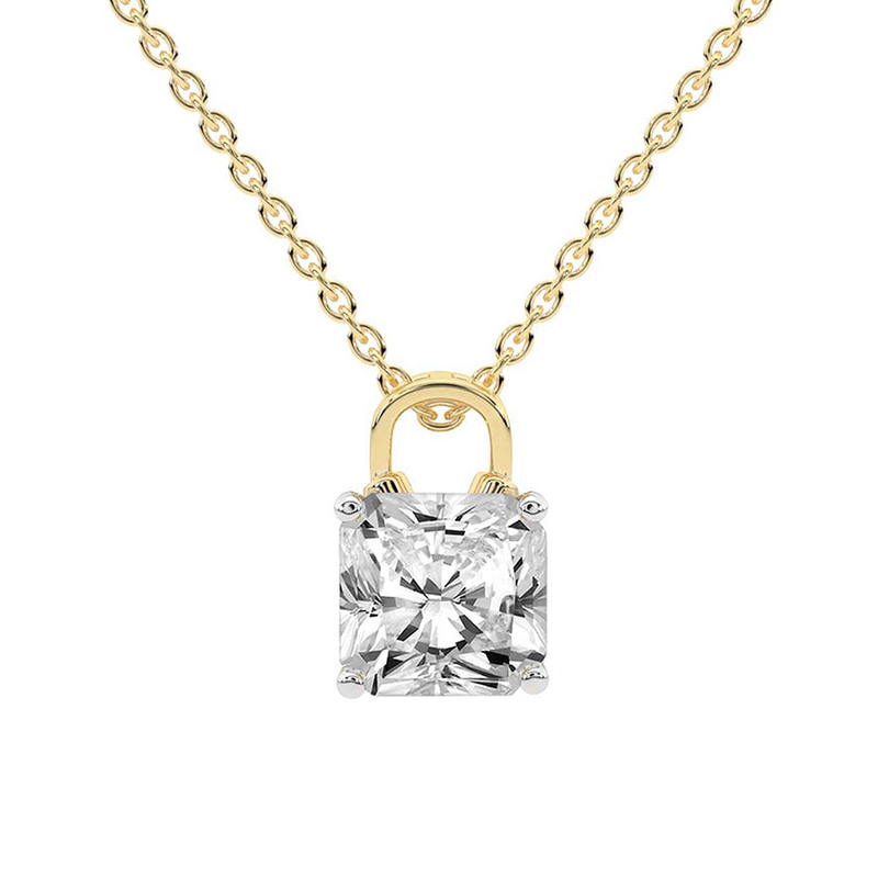 Love Lock Solitaire Lab Grown Diamond Pendant front view