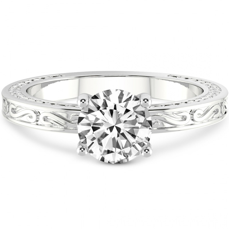 Ivory Vintage Solitaire Lab Diamond Ring front view