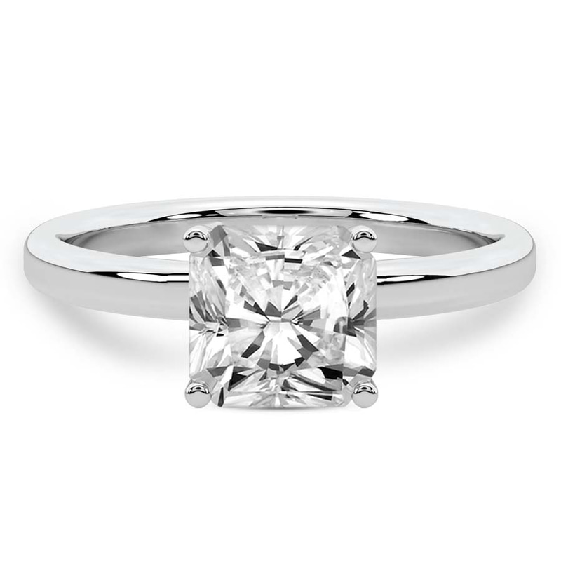 1.33 Ct RADIANT Cut Four Prong Solitaire 2mm Lab Diamond Ring in 18kt White Gold front image