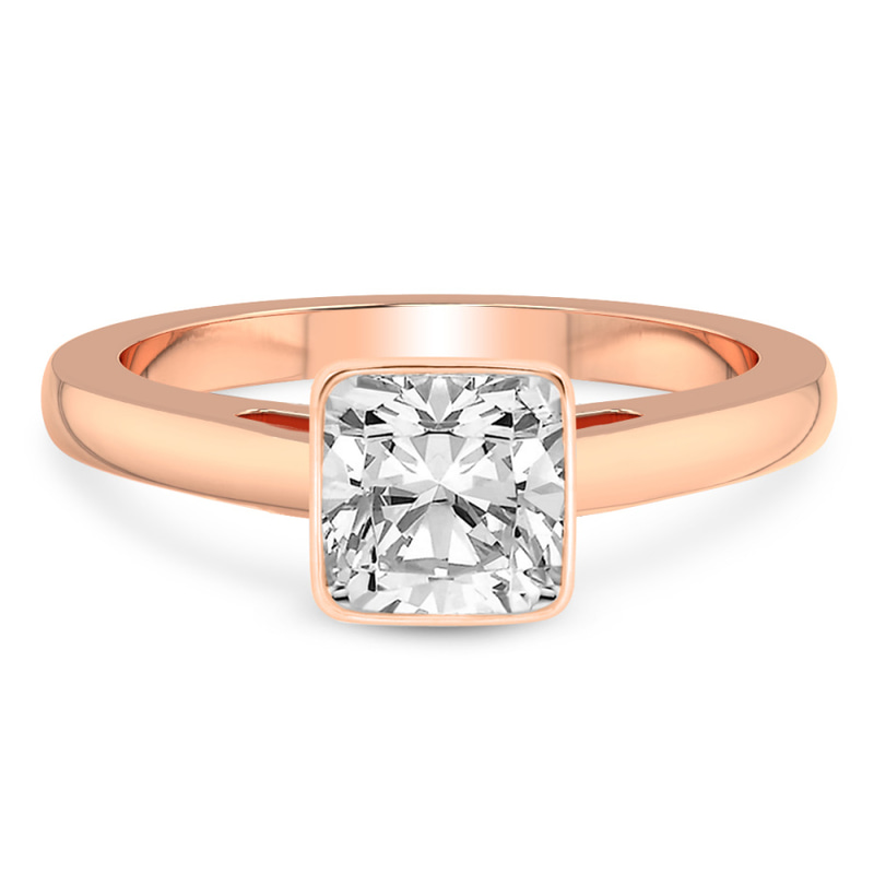 Bezel Set Solitaire Lab Diamond Ring front view