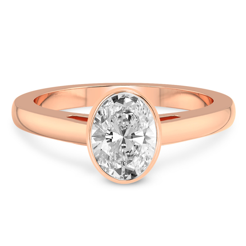 Bezel Set Solitaire Lab Diamond Ring front view