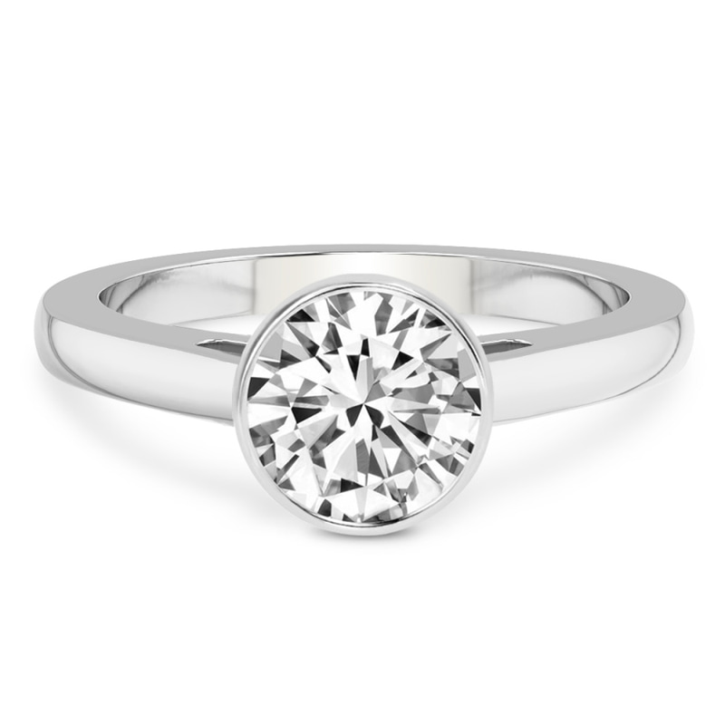 Bezel Set Solitaire Lab Diamond Ring front view