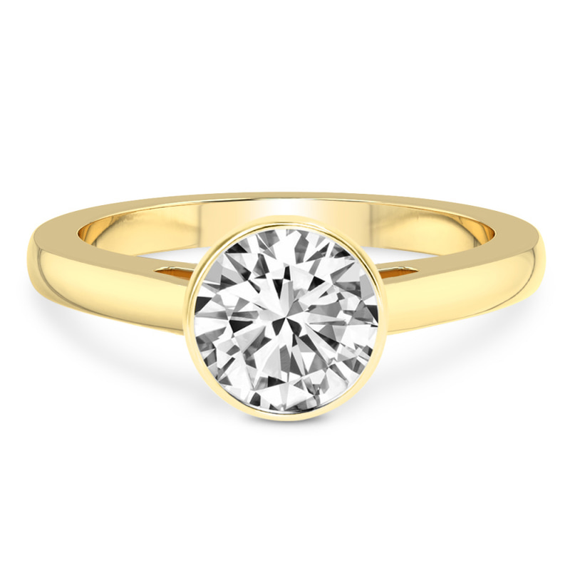 Bezel Set Solitaire Lab Diamond Ring front view