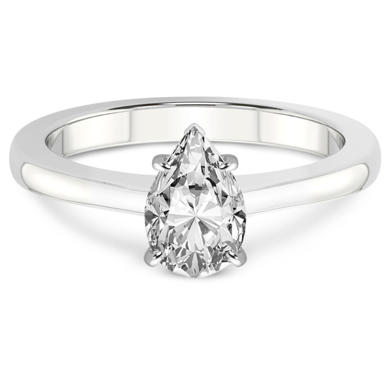 4.29 Ct PEAR Cut Demi Four Prong Lab Diamond Ring in 10kt White Gold front image