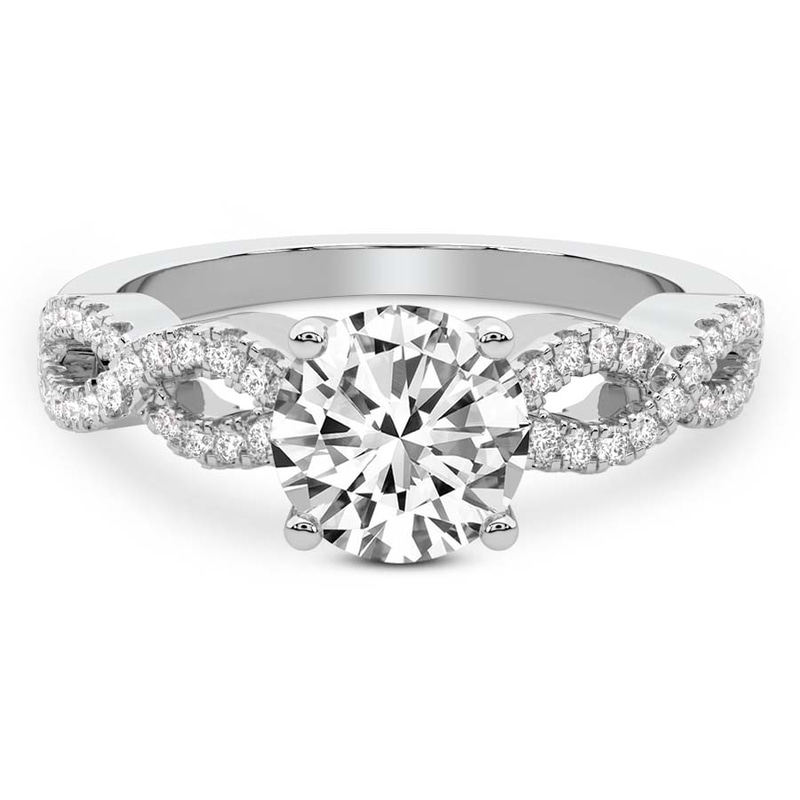 2.08 Ct Round Cut Lorene Twisted Shank Lab Diamond Ring in 14kt White Gold front image