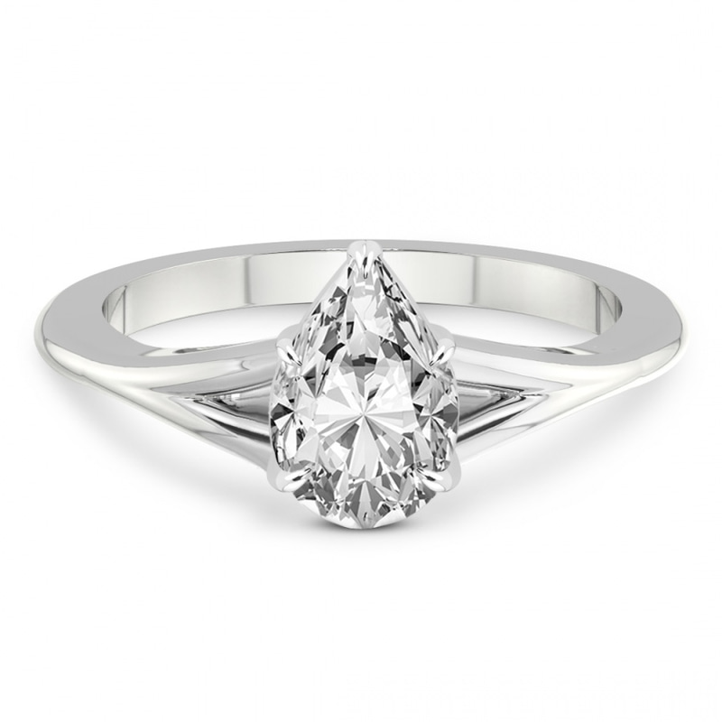 3.36 Ct PEAR Cut Cynthia Split Shank Lab Diamond Ring in Platinum front image