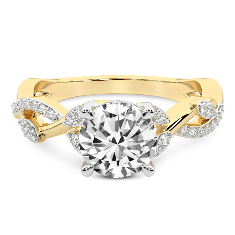 0.81 Ct Round Cut Harlow Twisted Shank Lab Diamond Ring in 14kt Yellow Gold front image