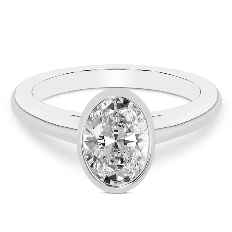 Calliope Bezel Floating Solitaire Lab Diamond Ring front view