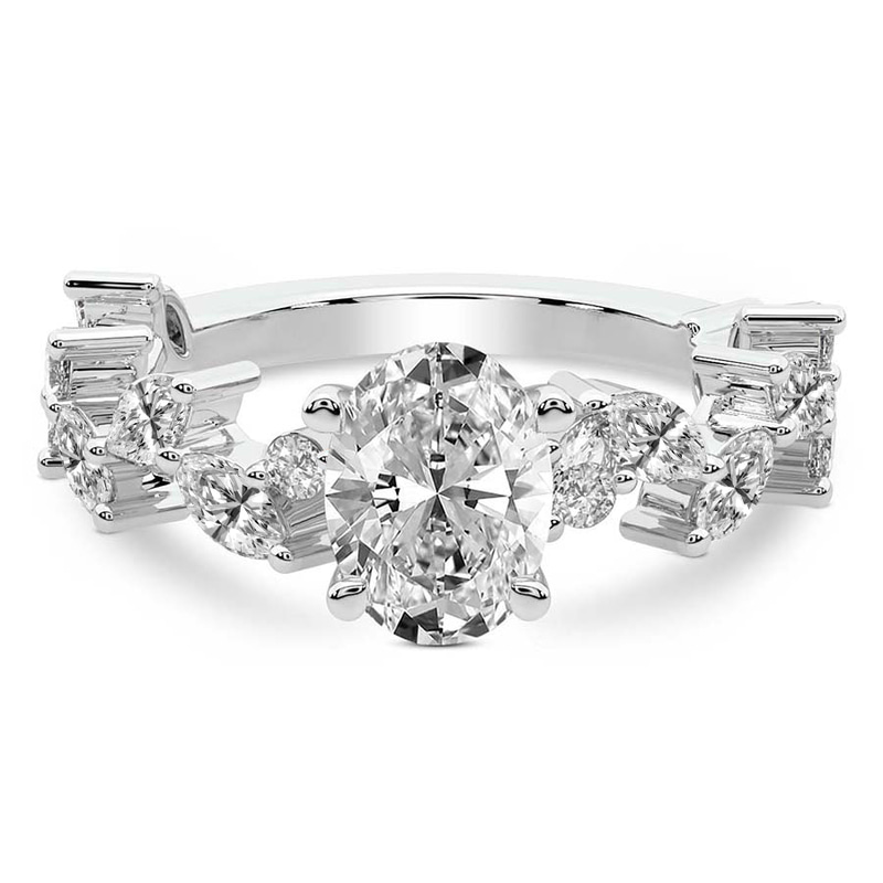 Hester Petite Side Stone Lab Diamond Ring front view