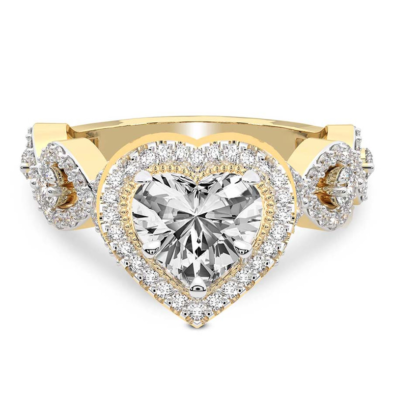 Prestigia Criss Cross Halo Lab Diamond Ring front view