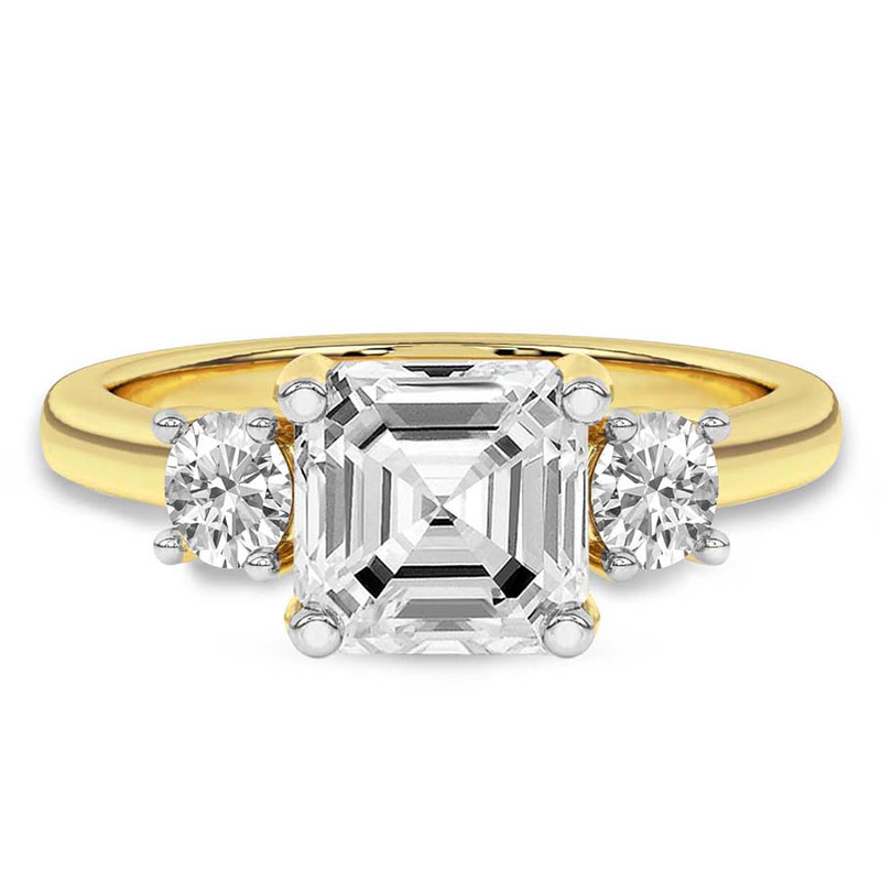 Evelina Round Three Stone Lab Diamond Ring front view
