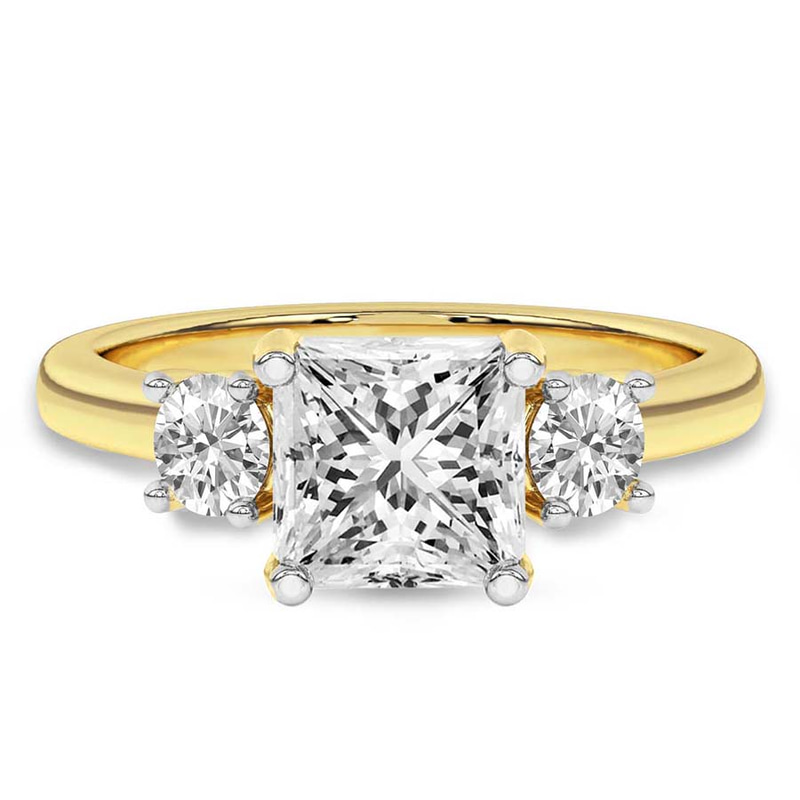 Evelina Round Three Stone Lab Diamond Ring front view