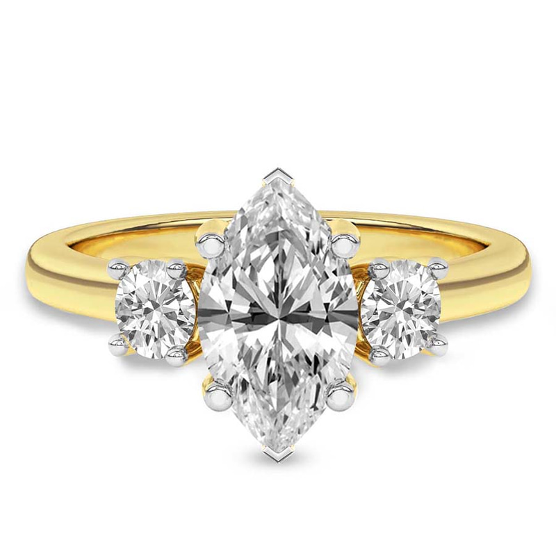 Evelina Round Three Stone Lab Diamond Ring front view