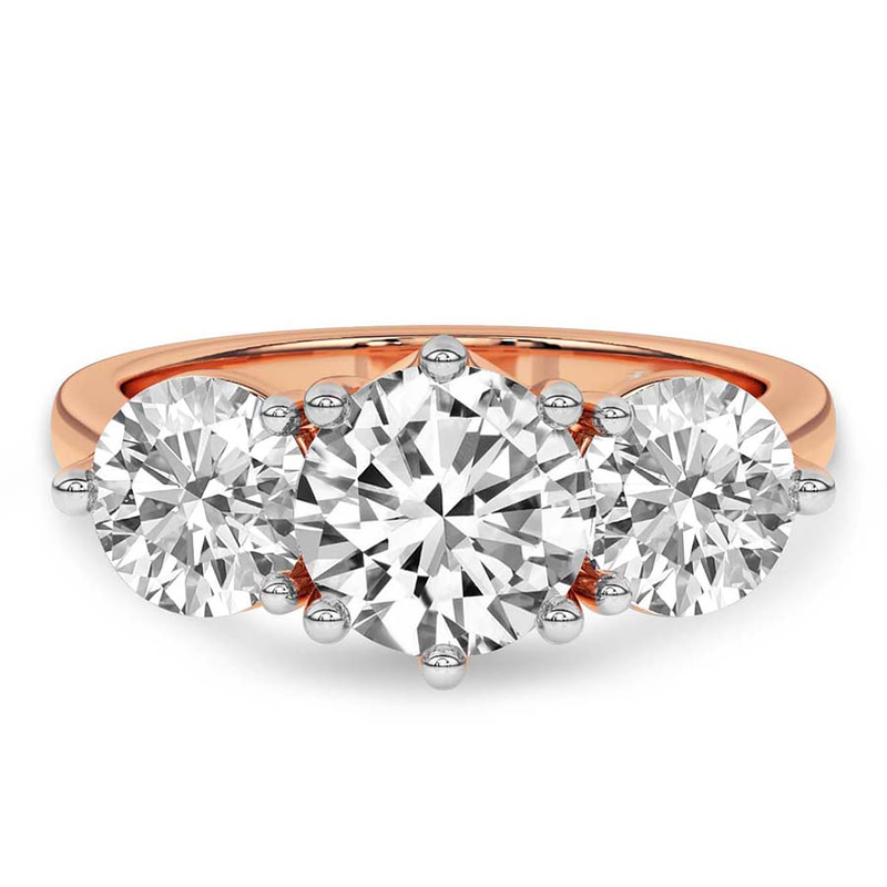 Estella Round Three Stone Lab Diamond Ring front view