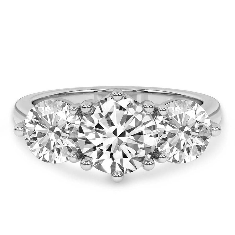 Estella Round Three Stone Lab Diamond Ring front view