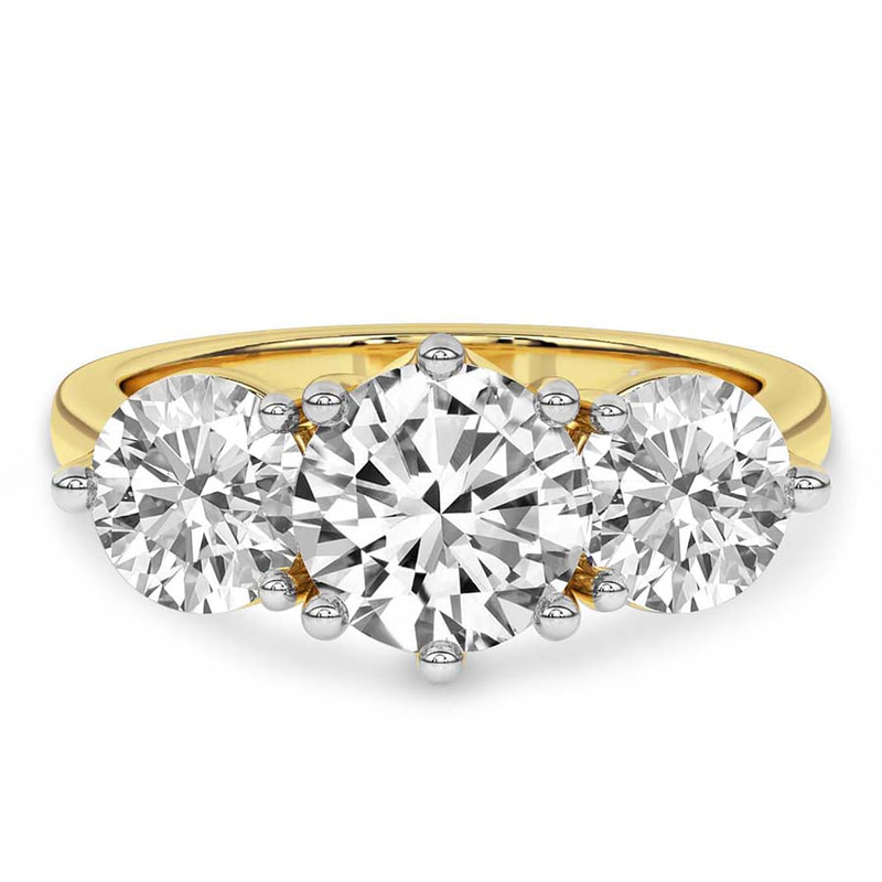Estella Round Three Stone Lab Diamond Ring front view