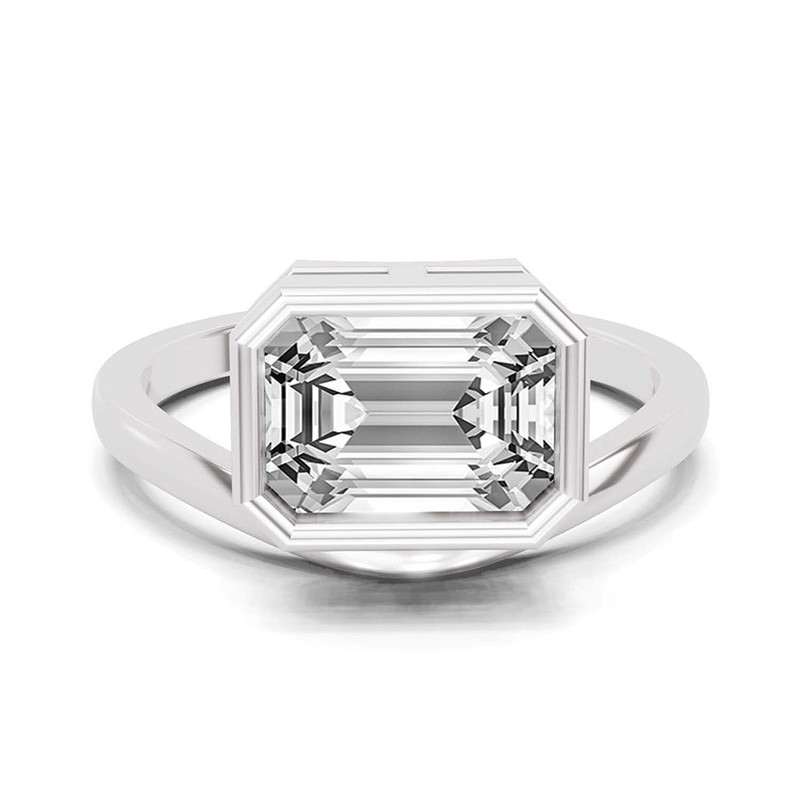 Bezel Crest Solitaire Lab Diamond Ring front view