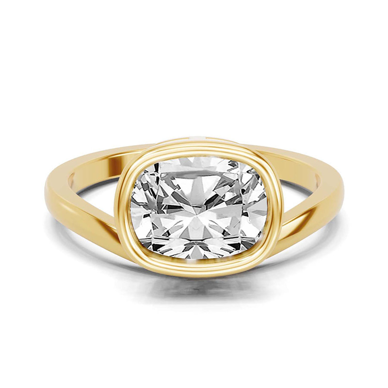 Bezel Crest Solitaire Lab Diamond Ring front view