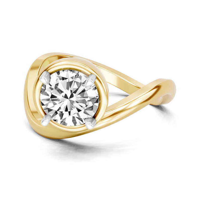 Infinity Crest Four Prong Solitaire Lab Diamond Ring front view
