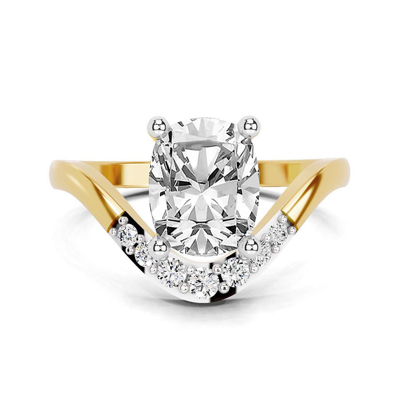 Curved Crest Lab Diamond Ring front view