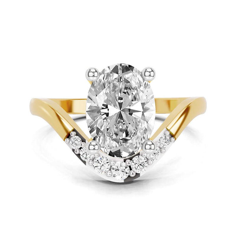 Curved Crest Lab Diamond Ring front view