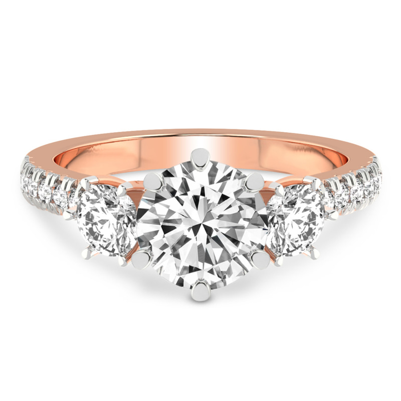 Tiara Three stone Lab Diamond Ring front view