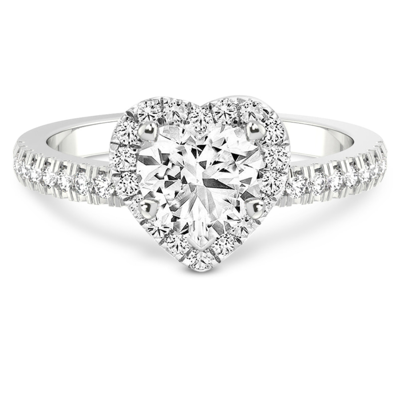 3.17 Ct HEART Cut Elle classic halo Lab Diamond ring in Platinum front image