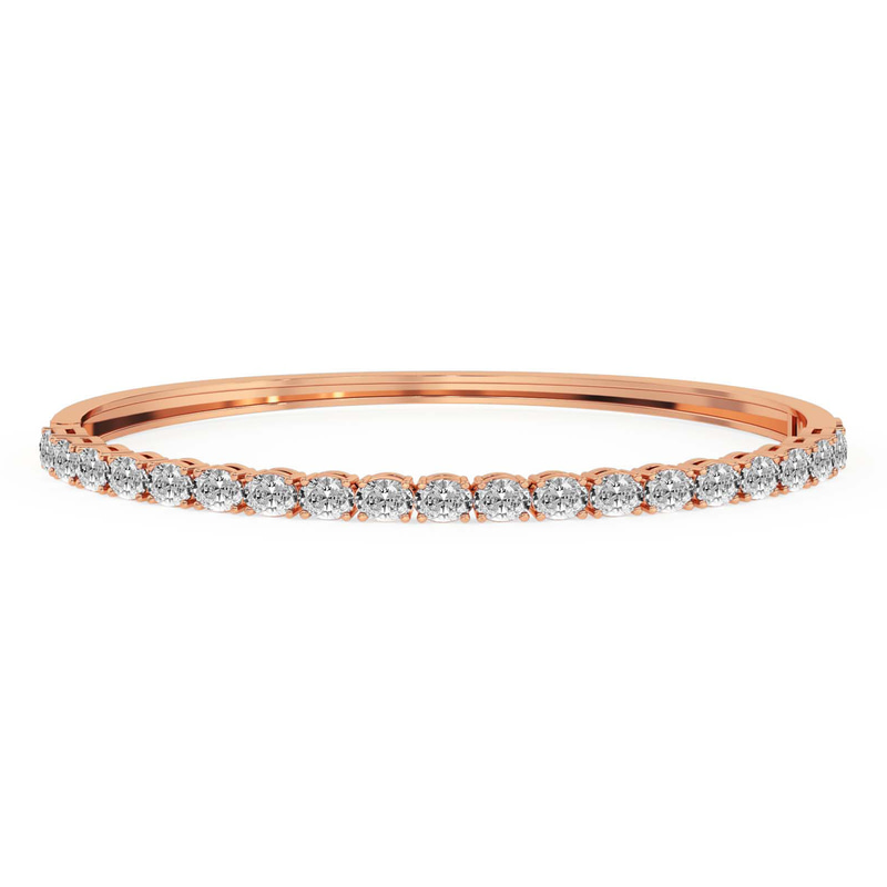 14ct Rose Gold Oval Serenity Lab Diamond Openable Bangle Bracelet (4 Ct. Tw.) front image