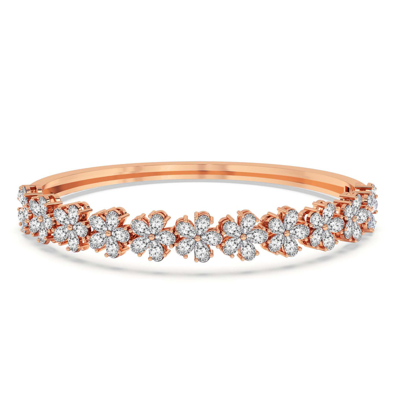 14kt Rose Gold Pear Petal Lab Diamond Openable Bangle Bracelet (1 Ct. Tw.) front image