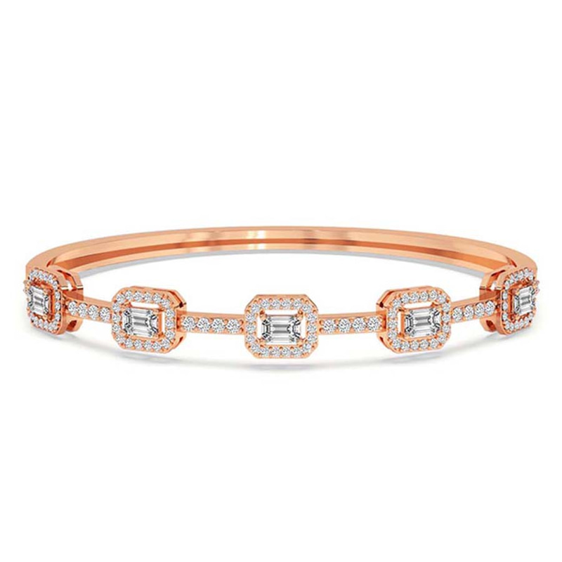 14kt Rose Gold Emerald Embrace Lab Diamond Openable Bangle Bracelet (1 Ct. Tw.) front image