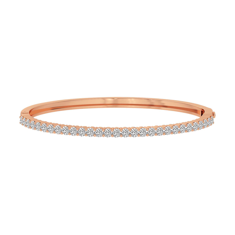 14ct Rose Gold Round Embrace Lab Diamond Openable Bangle Bracelet (1 Ct. Tw.) front image