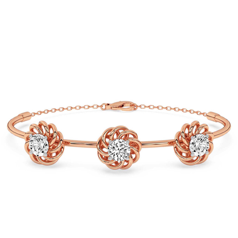 14ct Rose Gold Spiral Eleve Round Lab Diamond openable bracelet (5 Ct. Tw.) front image