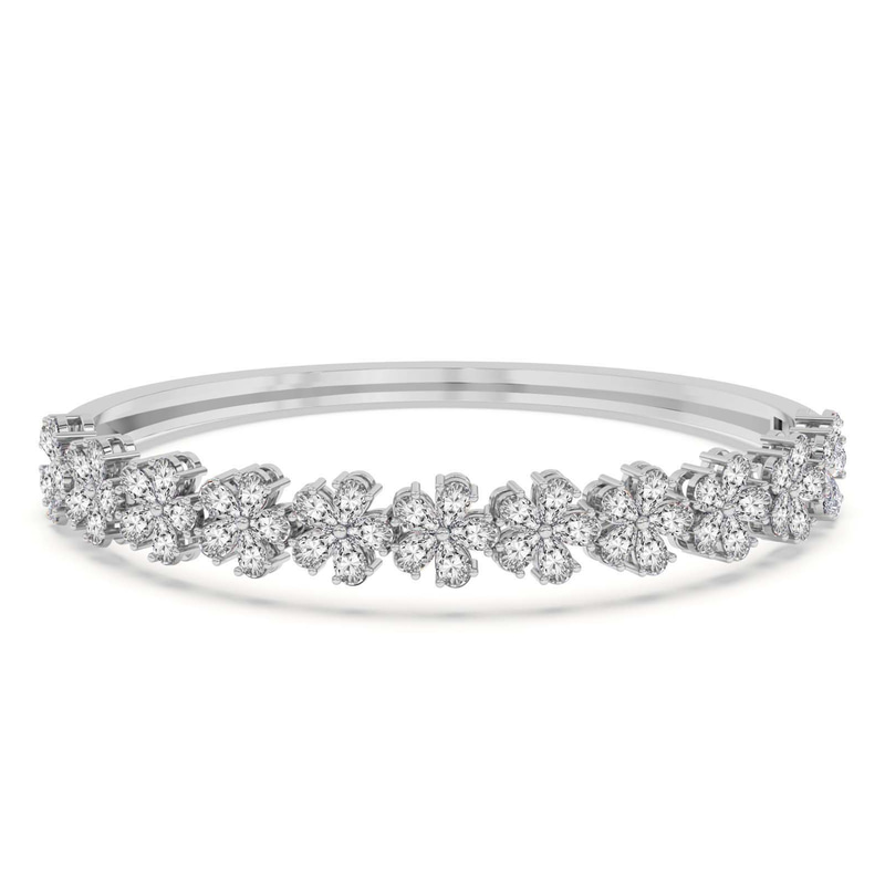 14ct White Gold Pear Petal Lab Diamond Openable Bangle Bracelet (4 Ct. Tw.) front image